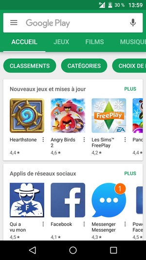 Sélectionnez la barre de Recherche
