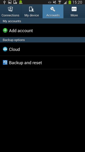 Select Backup and reset