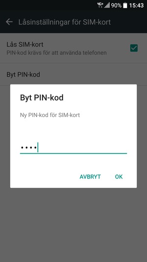 Ange din Nya PIN-kod för SIM-kort och välj OK
