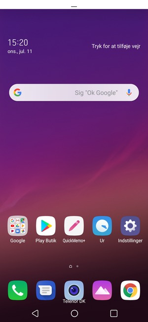 Aktiver topmenuen