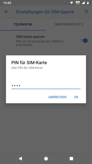 Geben Sie Ihre Aktuelle PIN Ihrer SIM-Karte ein und wählen Sie OK