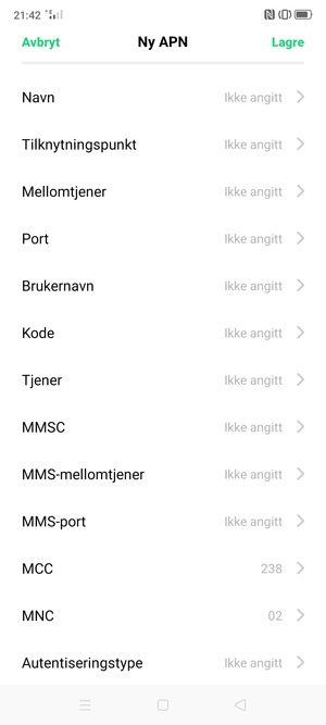 Skriv inn internett-informasjon
