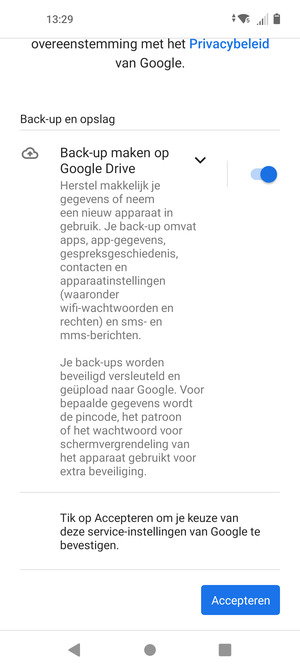 Selecteer Accepteren
