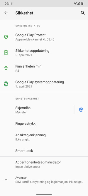 Telefonen din er nå sikret med en skjermlås