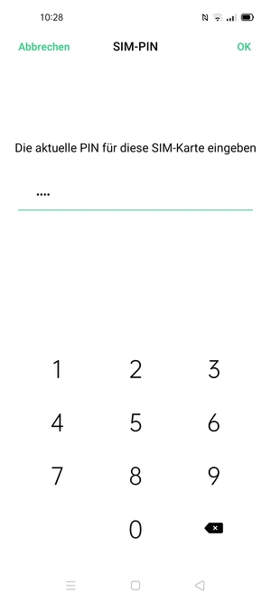 Geben Sie Ihre Aktuelle PIN für die SIM-karte ein und wählen Sie OK