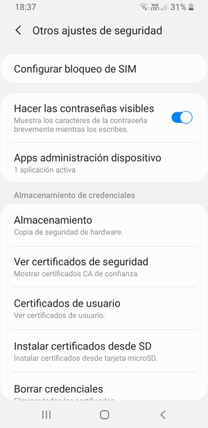 Seleccione Configurar bloqueo de SIM