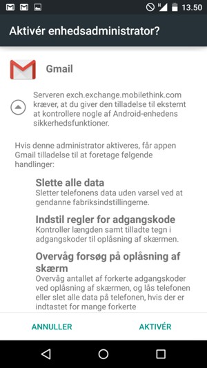 Vælg AKTIVÉR