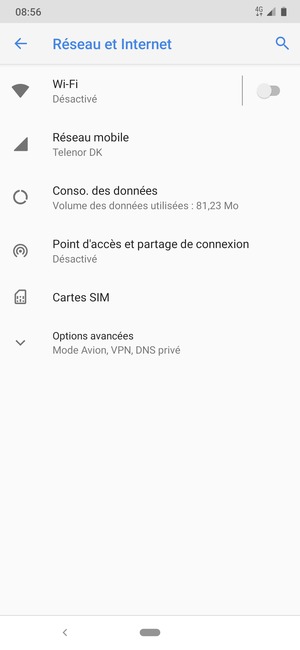 Sélectionnez Réseau mobile