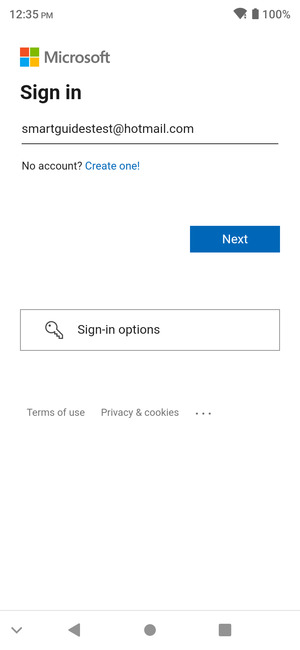 Enter your Hotmail address and select Next