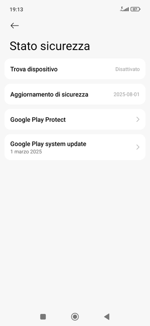 Seleziona Aggiornamento di sistema Google Play