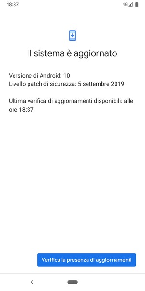 Se il tuo telefono è aggiornato, vedrai la seguente schermata