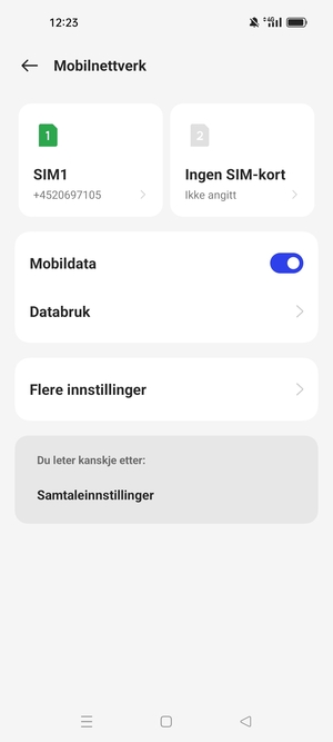 Velg SIM1 eller SIM2