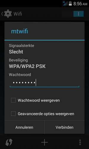 Voer het WiFi-wachtwoord in en selecteer Verbind