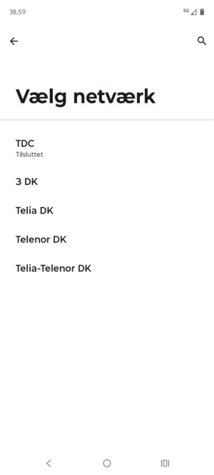 Vælg en netværksudbyder fra listen