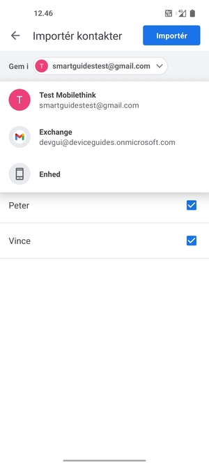 Vælg din Googe konto