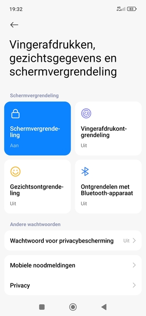 Uw telefoon is nu beveiligd met een schermvergrendeling