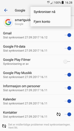Velg Synkroniser nå