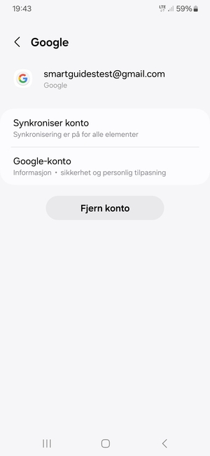 Velg Synkroniser konto