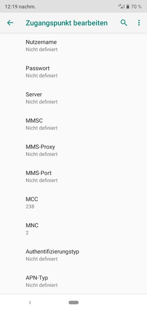 Scrollen Sie nach unten und geben Sie Internetinformationen ein