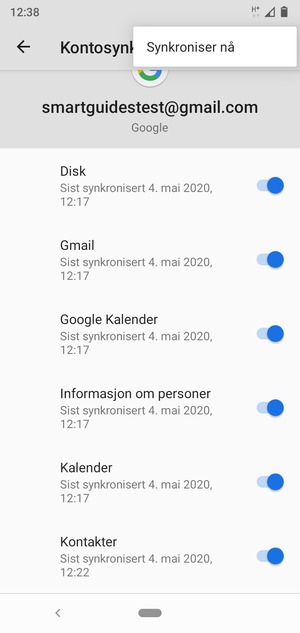 Velg Synkroniser nå