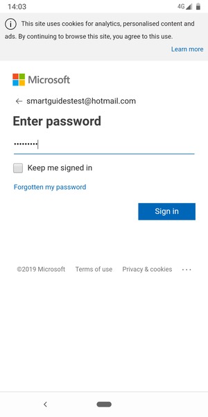 Enter your password and select Sign in