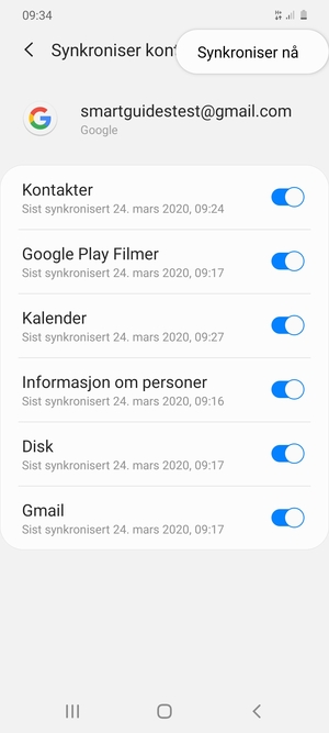 Velg Synkroniser nå