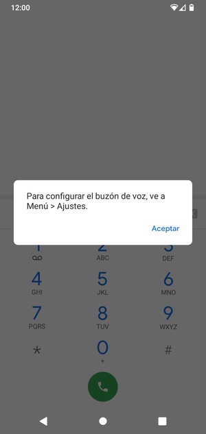 Si el correo de voz no está configurado, seleccione Aceptar