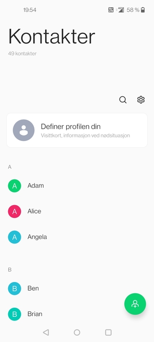 Velg Innstillinger-knappen