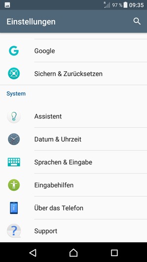 Scrollen Sie und wählen Sie Über das Telefon