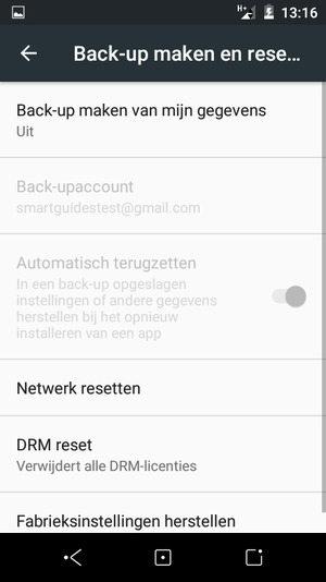Selecteer Back-up maken van mijn gegevens