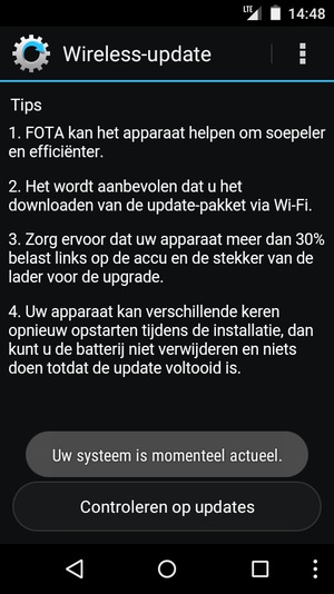 Als uw telefoon up-to-date is, zult u het volgende scherm zien