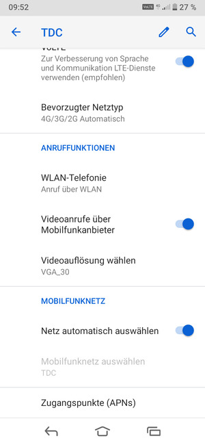 Schalten Sie Netz automatisch auswählen aus
