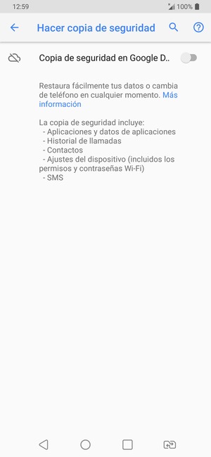 Active Copia de seguridad en Google..