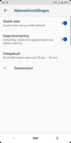 Schakel Gegevensroaming in of uit