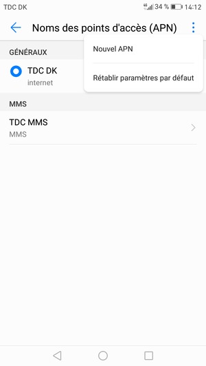 Sélectionnez Retablir paramètres par défaut
