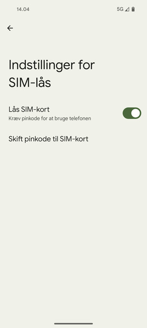 Vælg Skift pinkode til SIM-kort