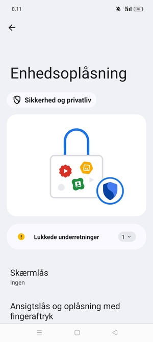 Vælg Skærmlås