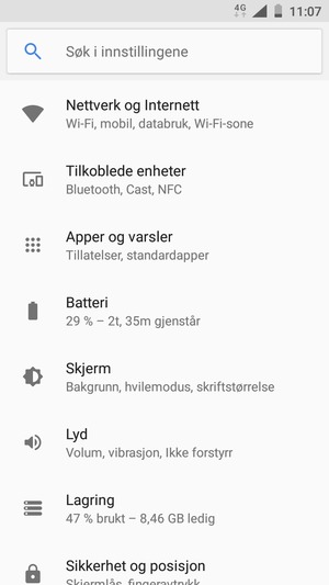 Velg Nettverk og Internett