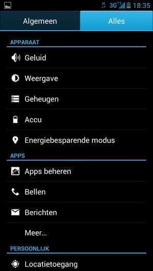 Selecteer Alles en scroll naar en selecteer Energiebesparende modus