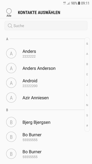 Aktivieren Sie das Kontrollkästchen Alle