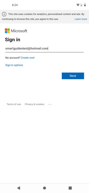 Enter your Email address and select Next