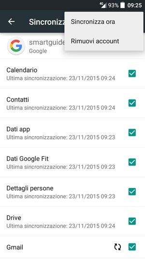 Seleziona Sincronizza ora