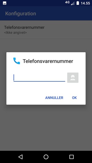Indtast Telefonsvarernummer og vælg OK
