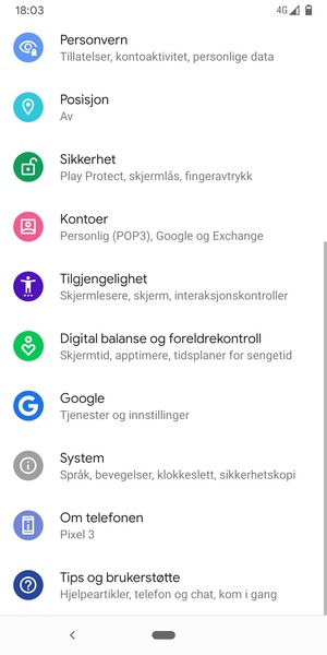 Bla til og velg Kontoer