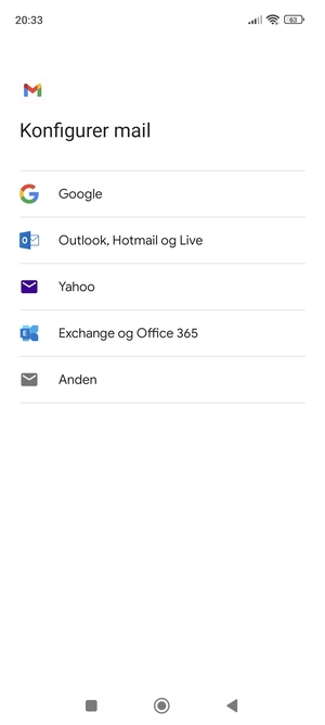 Vælg Outlook, Hotmail og Live