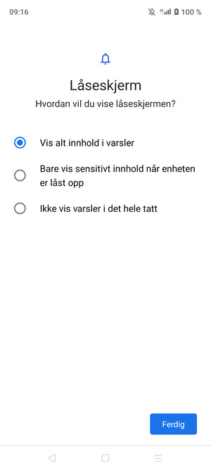 Velg ønsket alternativ og velg Ferdig