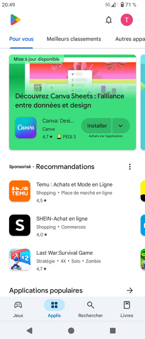Sélectionnez Rechercher