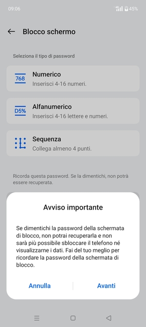 Seleziona Avanti