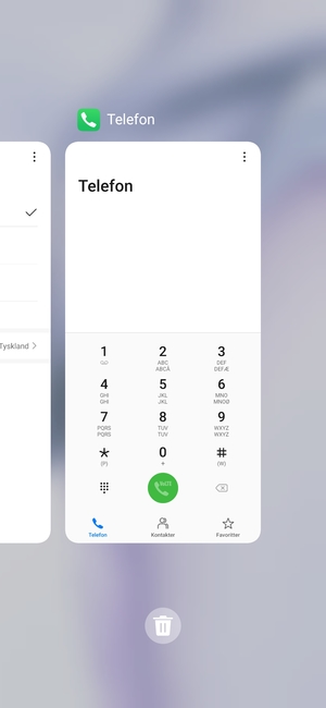 Vælg Slet-ikonet for at lukke alle åbne apps
