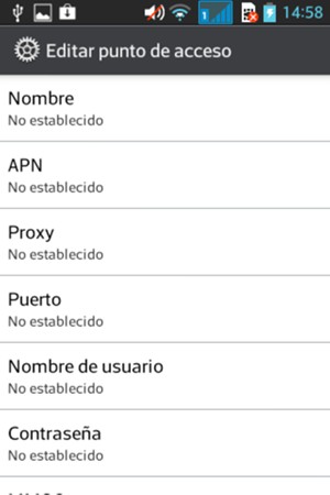 Introduzca la información de MMS